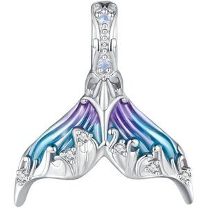 Mermaid's Tail 925 Sterling Silver Charms for Necklace Pendant Charms